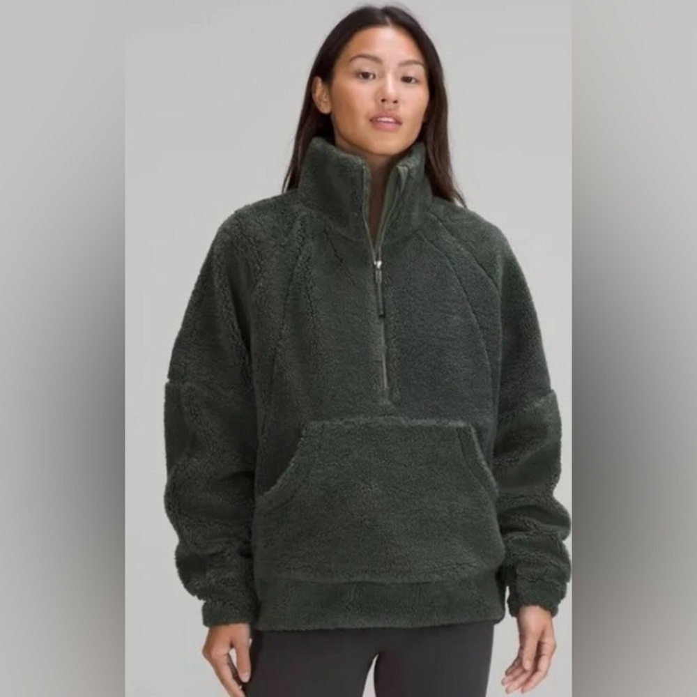 Lululemon Scuba Oversized Fleece Sherpa Funnel Half-Zip Smoked Spruce Size M/L